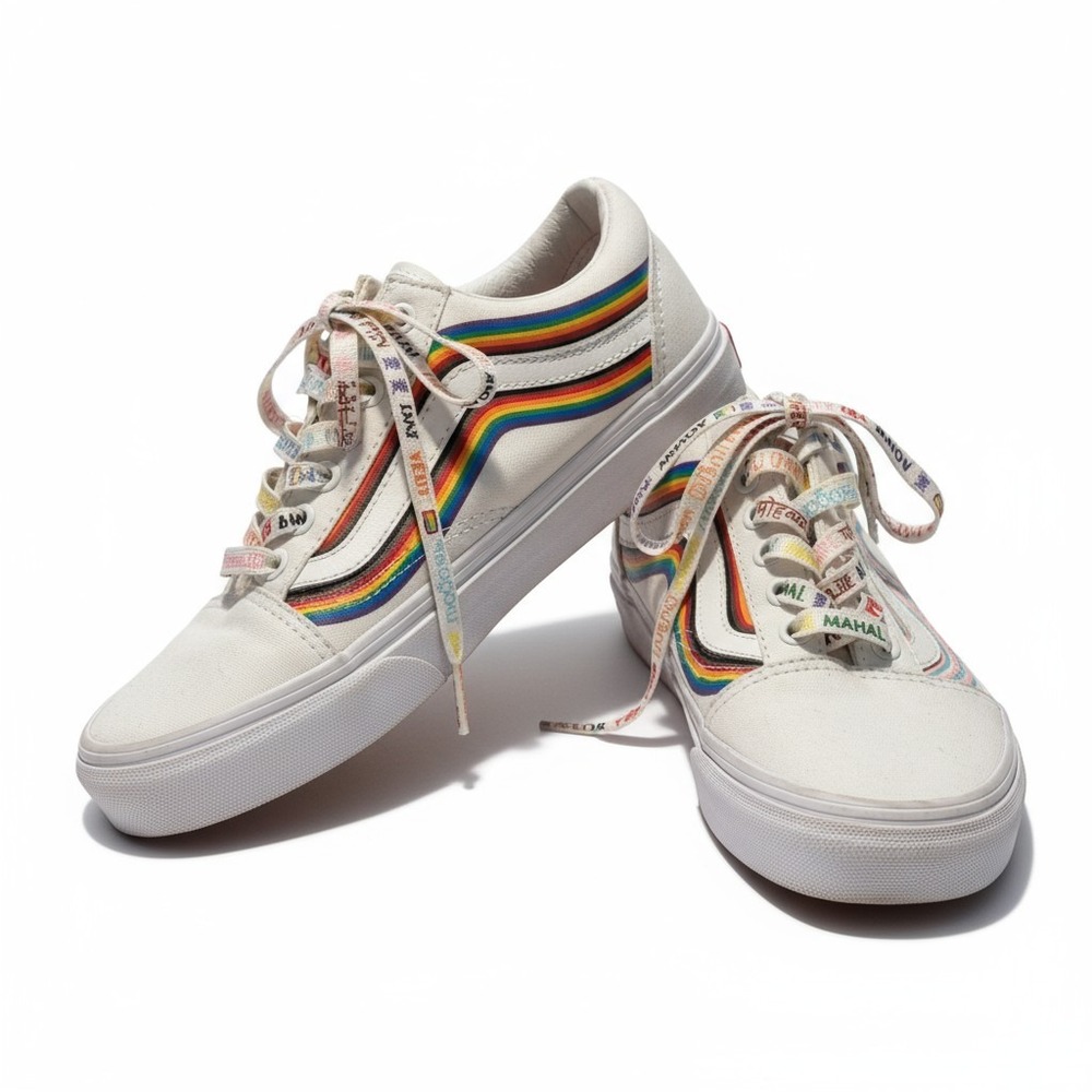Vans Old Skool Pride Skate Shoes Sneakers Amor Love Words‎ White M 3.5 / W 5